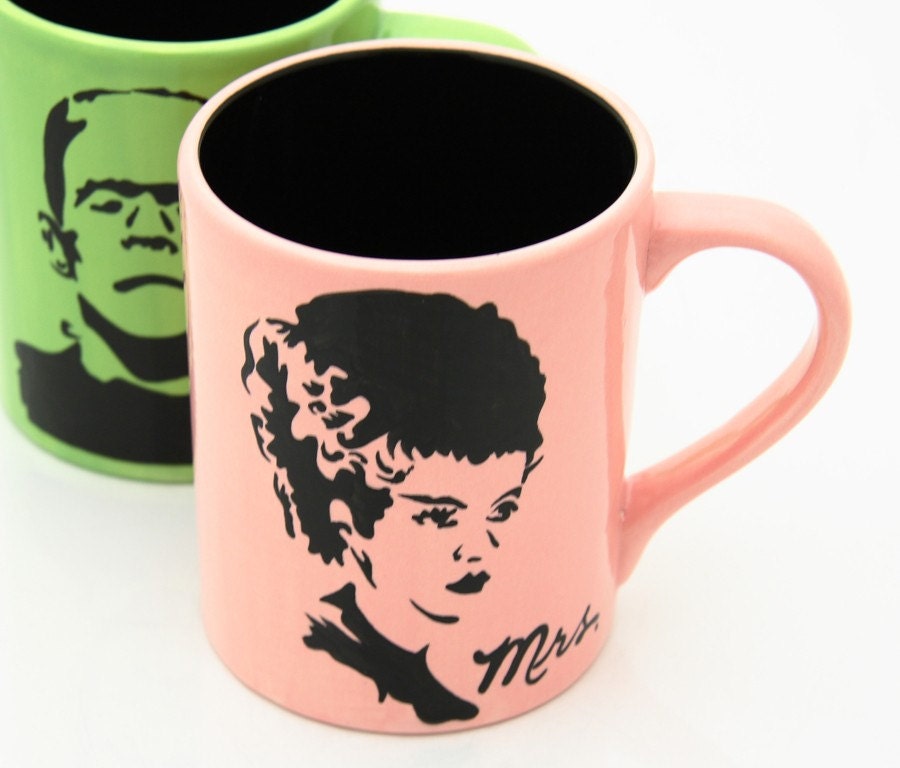 Mr and Mrs Mug Set Frankenstein and Bride Funny Halloween Wedding Gift