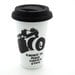 Camera Travel mug- Sudden Stops-  Double Walled Porcelain with Lid Kiln Fired