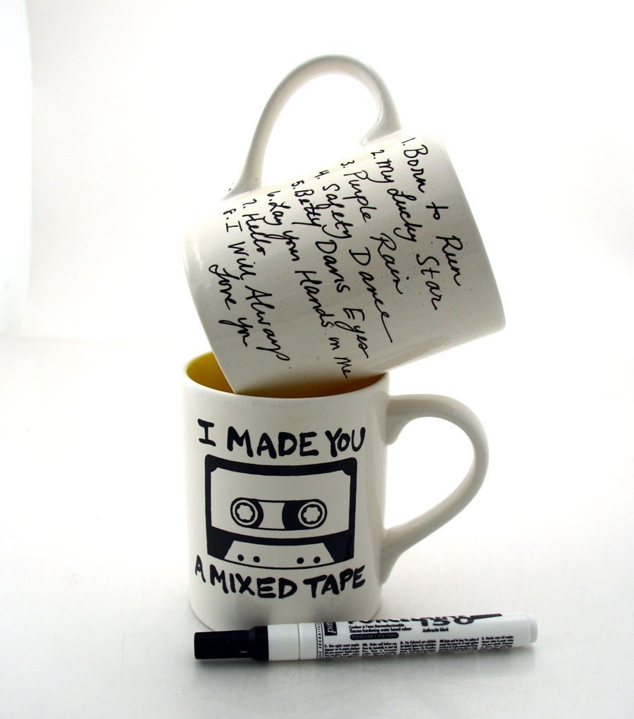 Mix tape DIY Custom Mug  personalized custom gift great for valentines day