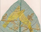 Birds Limited Edition Unique Leaf art. Hand-crafted signed  Numbered Cardinals. UNIQUE CHRISTMAS GIFT