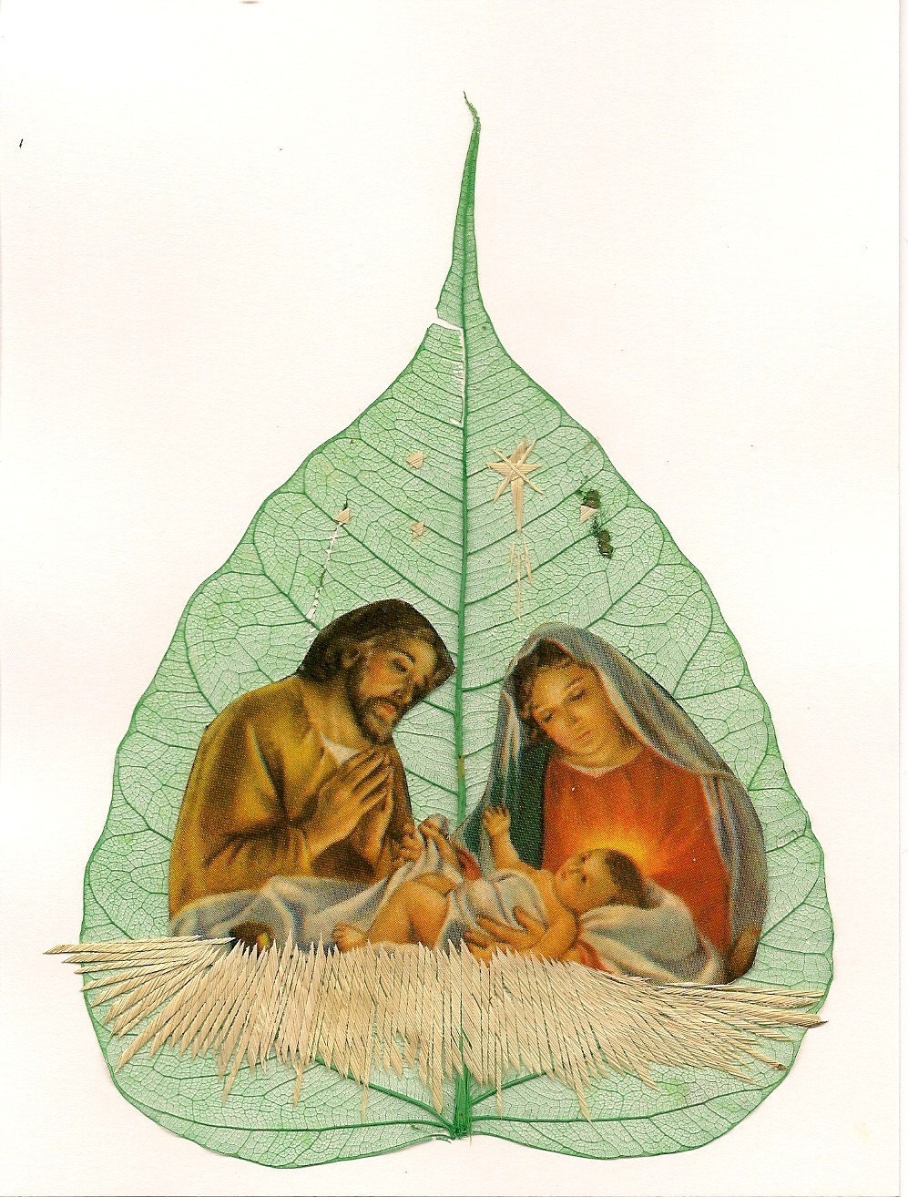 No 2 leaf or leaf art alike. Handmade nativity scene on leaf, Original, keepsake Christmas gift Etsy art