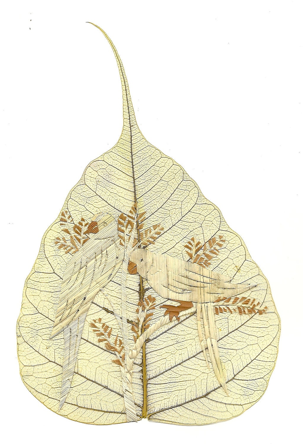 LOVE Birds. Unique Valentine Gift. No two leaf or leaf art looks exactly alike. Gifts under 10 COLLECTIBLE art