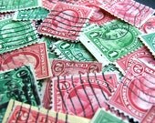 Vintage Postage Stamps .. Red and Green .. 20