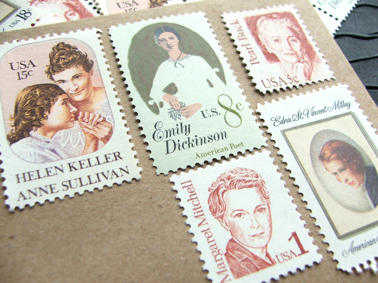 Literary Ladies ..  UNused Vintage Postage Stamps  .. post 5 letters