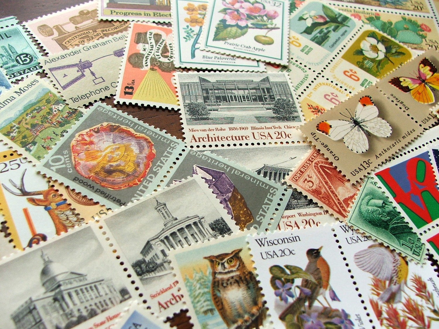 GRAB BAG .. random eclectic mix .. UNused Vintage Postage Stamps .. to post 5 envelopes