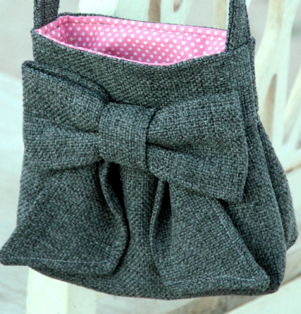 Child's Gray Bow Bag / Purse