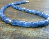 Kyanite Gemstone Necklace blue Sterling Silver beaded Stone OOAK unique
