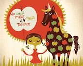 Mary had a little unicorn... limited edition giclee print of an original illustration (8 x 8 in, 20 x 20 cm)