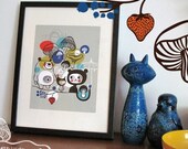 mushrooms after rain... limited edition giclee print of an original illustration (8.5 x 11in)
