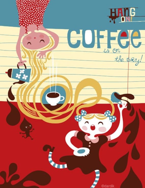 coffee is on the way... limited edition giclee print of an original illustration (8.5 x 11in)