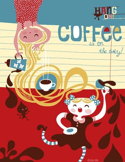 coffee is on the way... limited edition giclee print of an original illustration (8.5 x 11in)