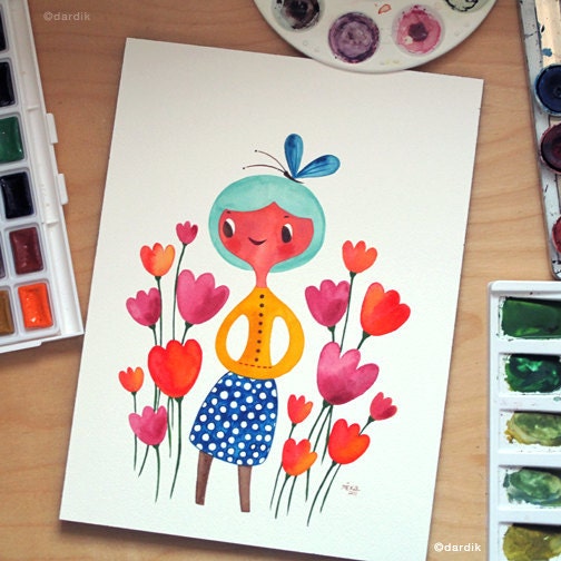 June's flowers... original watercolor