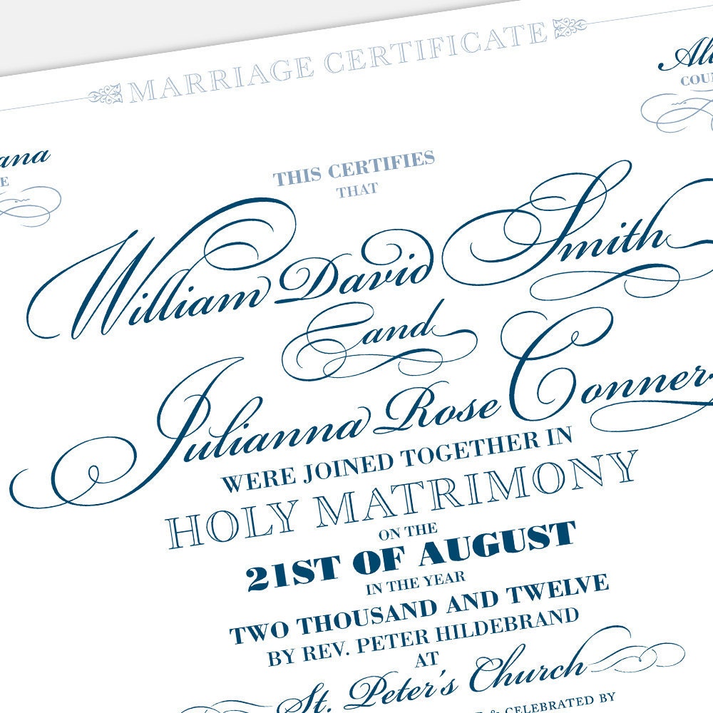 Printable Marriage Certificate