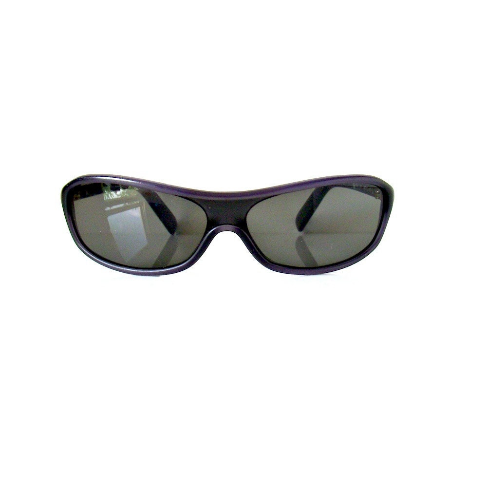 90s Calvin Klein sunglasses - wraparound James Bond cool -  frosted acetate frame - green single pane lens