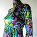 Reserved for marianna - 60s Pucci style velvet print empire style maxi dress - teal turquoise pink - 1960s 1970s fashion