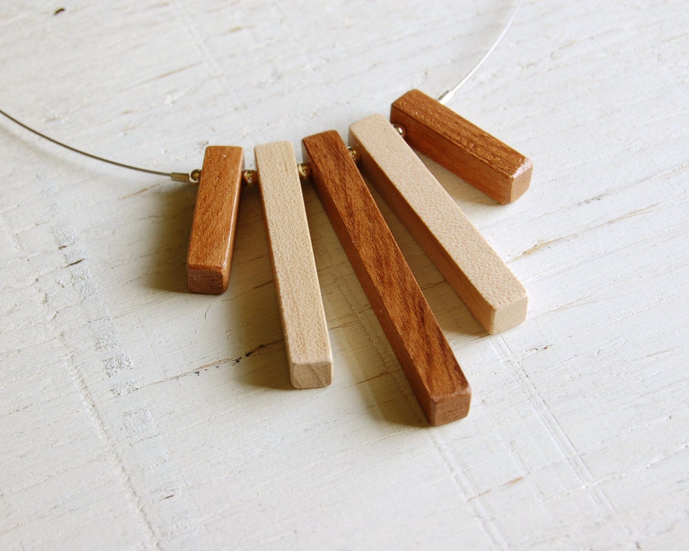 SALE // Fringe no6 // Wood Necklace // Reclaimed Redwood and Maple Beads // One of a Kind
