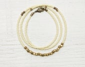 Everyday Necklace Beaded // Bone White and Brass - GreenHouseFraming