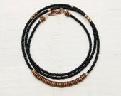 Beaded Necklace // Charcoal and Copper // Minimal and Everyday