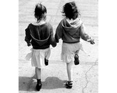 Twins, Girls Skipping, Original  Black and White Photograph, NYC