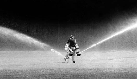 Caddy Stepping Over Sprinkler, Golfer, Golf Humor, 16x24 Canvas Golfing Art Print