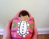 handmade wood folk art .. hand painted egg baby