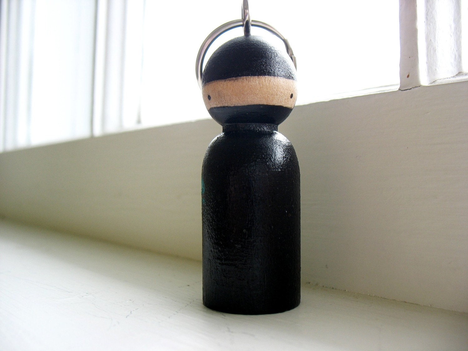 handmade wooden folk art key chain ... ninja