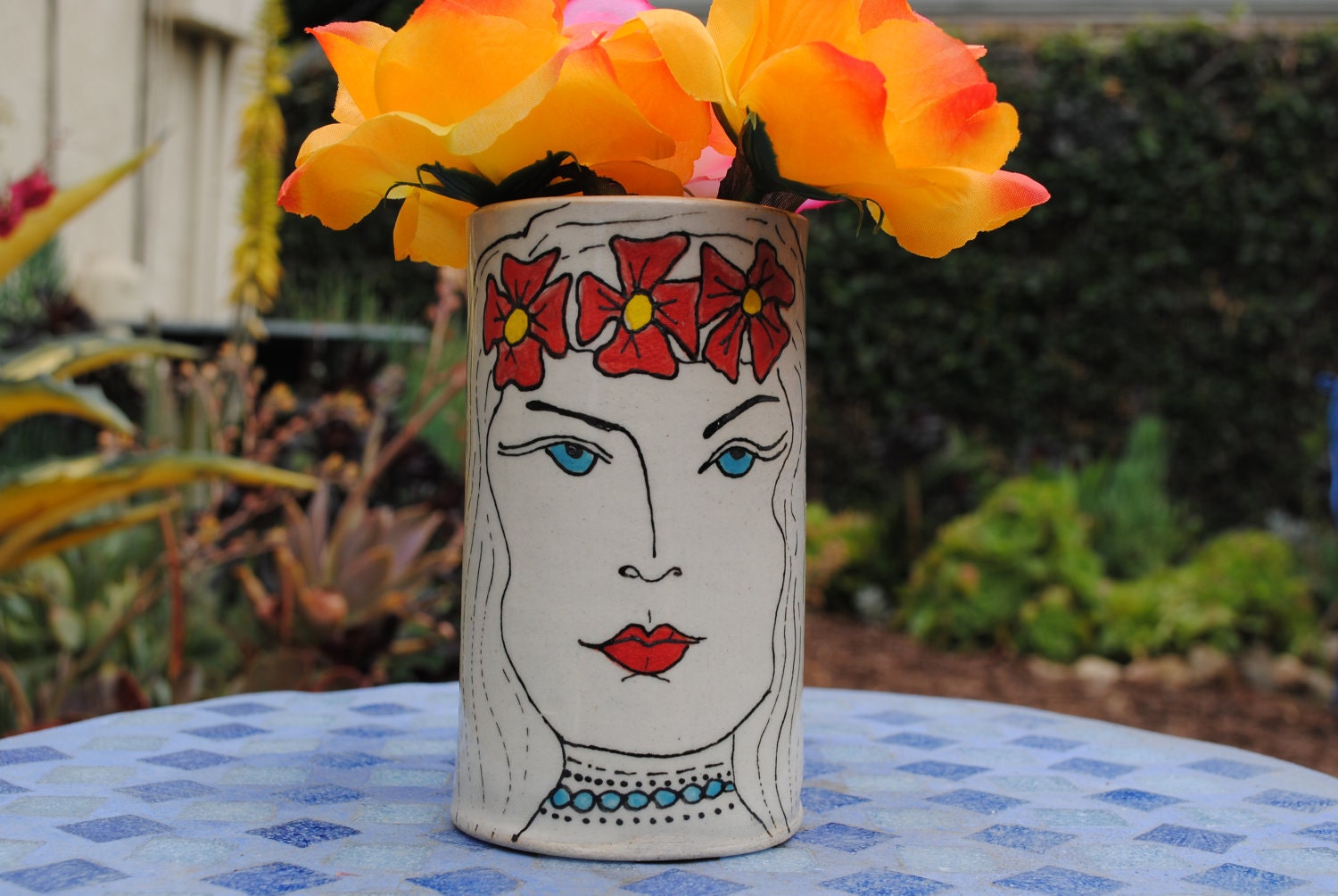 ceramic vase stoneware illustrated ceramics 1920s inspired wedding