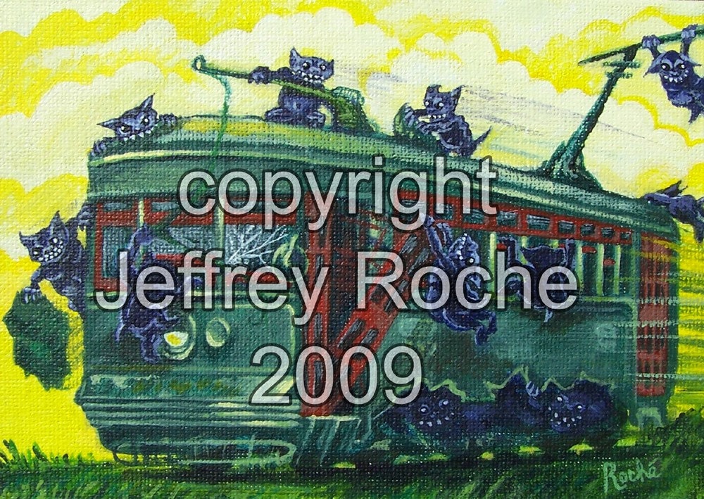 St. Charles Streetcar Gremlins - fine art 8 x 10 matted print New Orleans