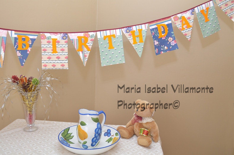 Bunting Fiesta banner Party 16flags Garland bunting fabric for happy birthday  ready to ship BB13