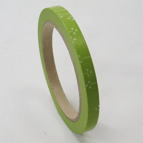 mt Washi Masking Tape - Green & White Flowers - 9mm Large Rolls