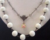 Vintage Brass Bee and Flower Necklace
