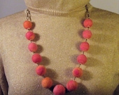 Locally Grown Felt Necklace - Honeysuckle and Peach