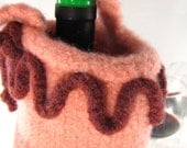 Shades of Peach, Cantaloupe and Terra Cotta Hand Knit and Felted BYOB Wine Tote Bag