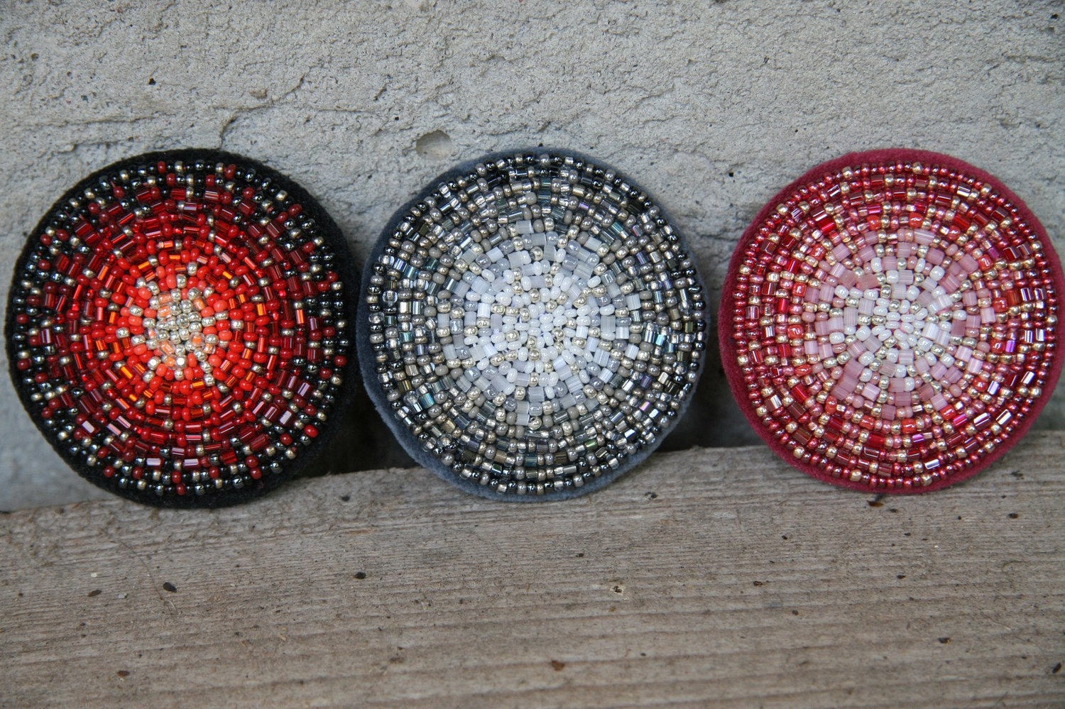 Bead Embroidered Brooch. Dusty Pink Mandala Brooch Pin