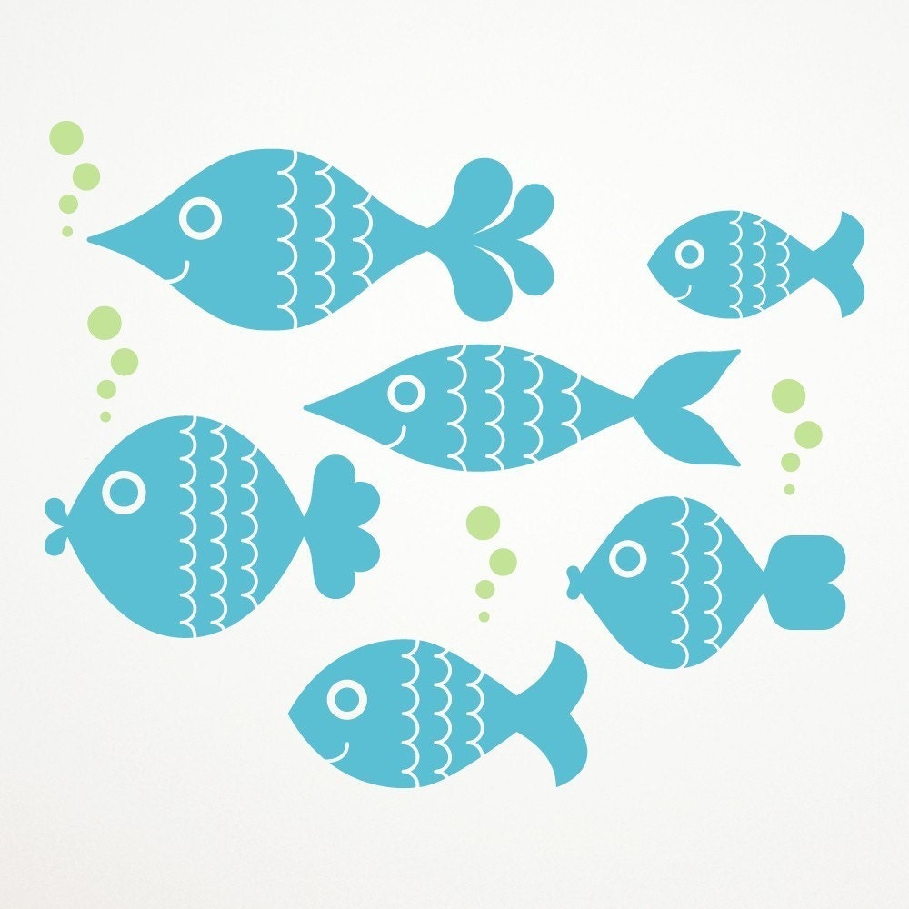 Ocean Big Fish Decals Kids Underwater Vinyl Wall Stickers: SWIM LEFT