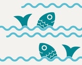 Fish Jumping Ocean Waves Wall Decals Kids Nautical Nursery