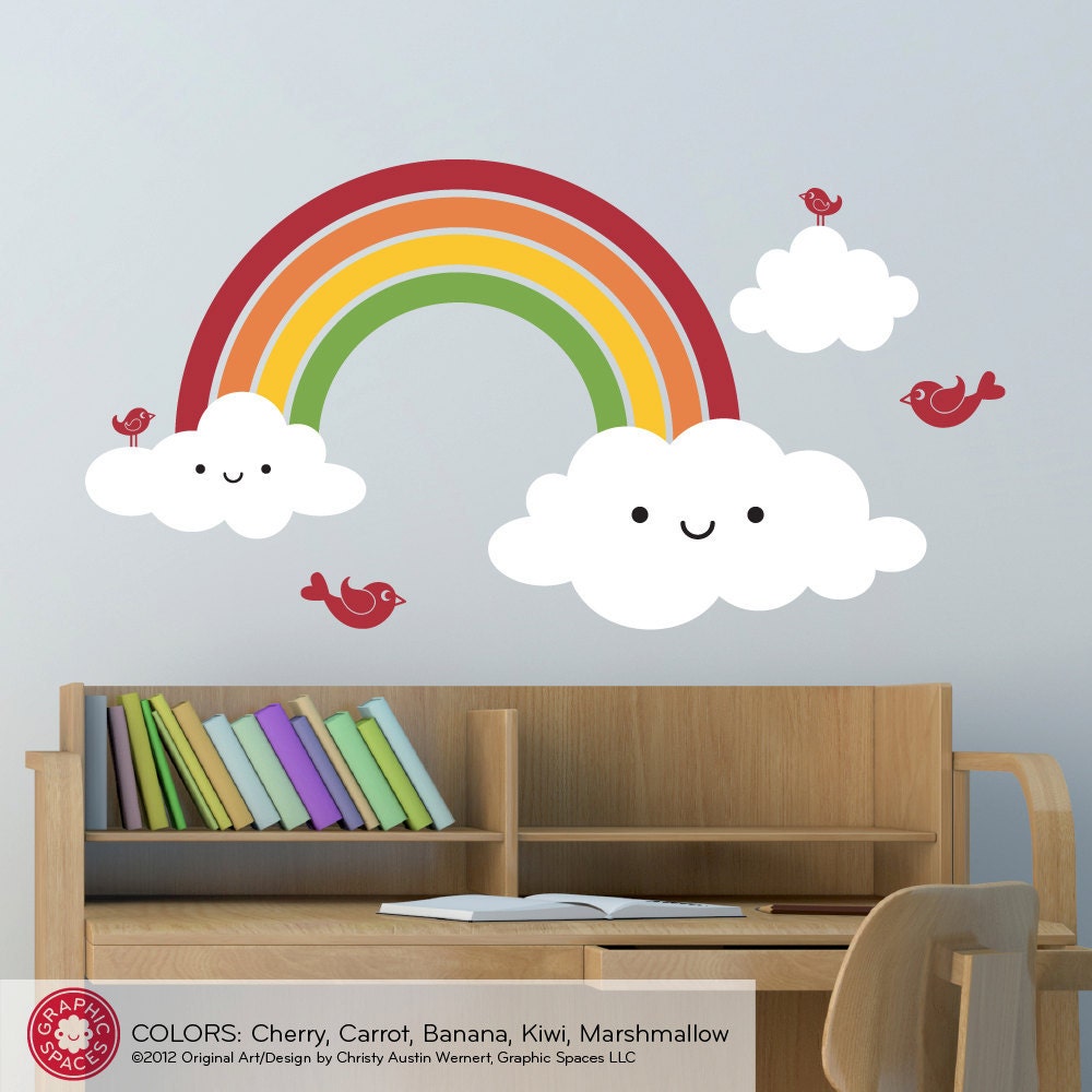 Happy Rainbow Vinyl Wall Decal Children Nursery Baby