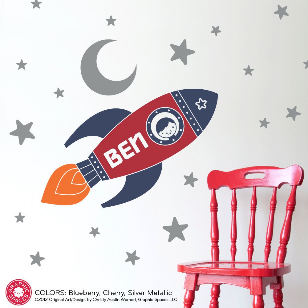 Rocket Boy Wall Decal Outer Space theme Nursery Children's Room