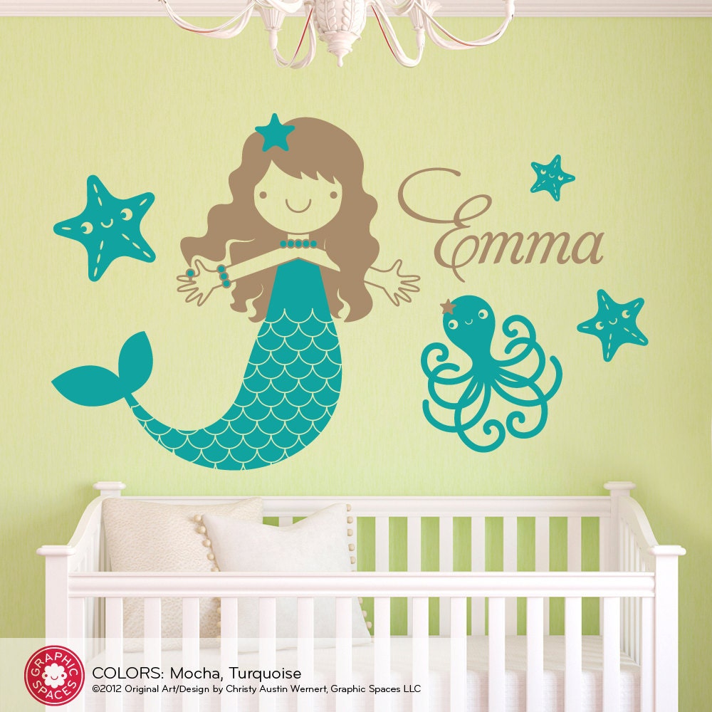 Starfish Mermaid Decal Personalized Underwater Nursery