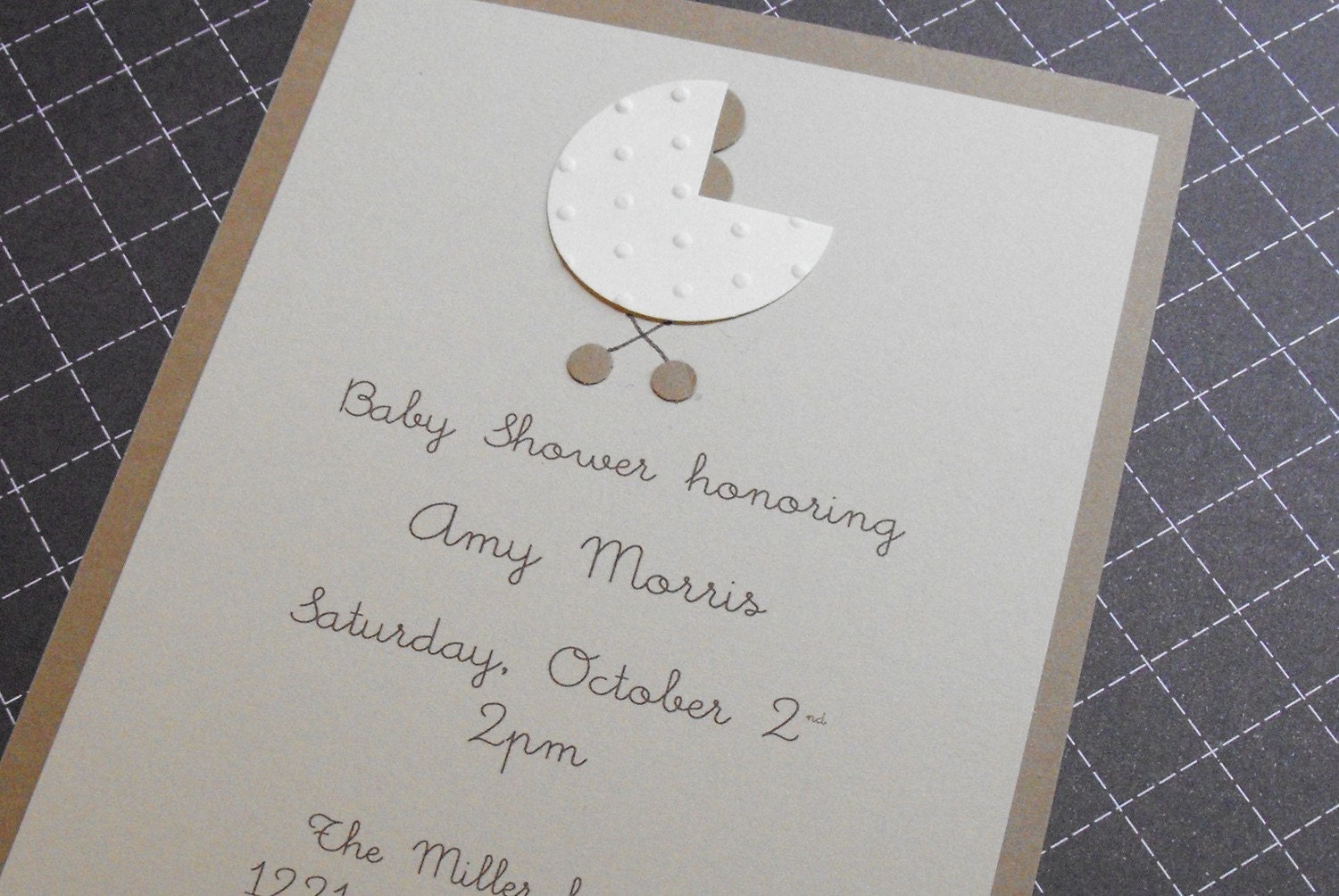 Mod baby stroller shower invite