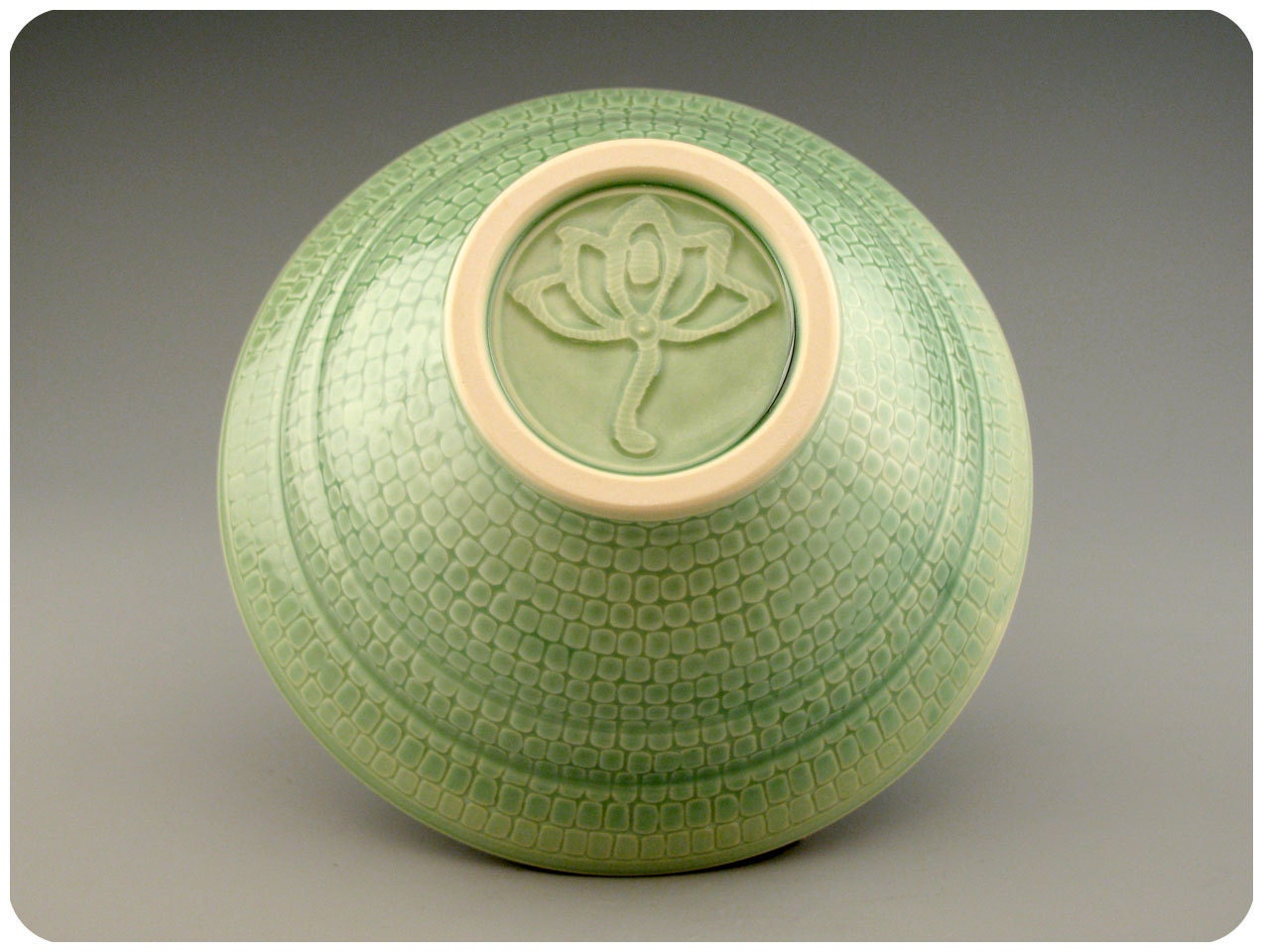 Bluegreen Etched Porcelain Bowl