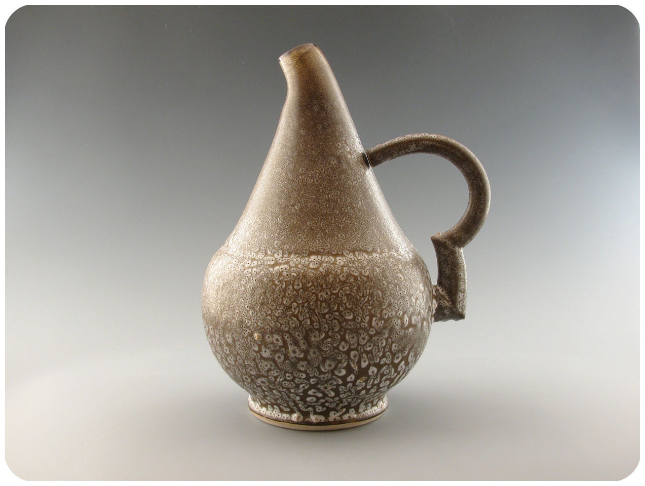 Decorative Porcelain Ewer With Question Mark Handle And Crawly Glaze