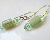Lime Green Candy Cane Bead Earrings
