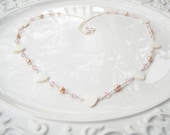 Sterling Silver  Pearls Carved Shells Hearts Necklace