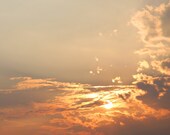 Spring Summer white under 50 women clouds blue sky orange yellow sun light romantic glow summer - Fine Art Photography Print