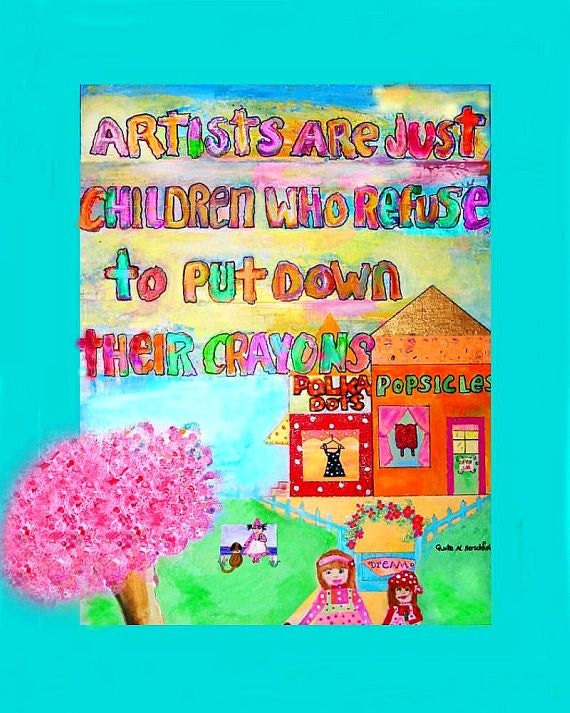 Colorful Art Print Blue Word Art Inspirational Quote Vibrant Mod