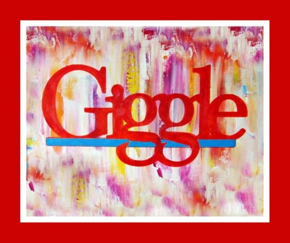 Colorful Art Print Giggle Digital Print Humorous Word Vibrant Home Decor Wall Hanging