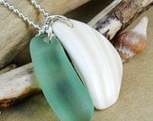 Seaside Charm Bright Sea Foam Green and Shell Necklace