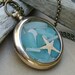 Ocean Treasures Antique 14k GF Pocket Watch Locket Sea Glass Necklace