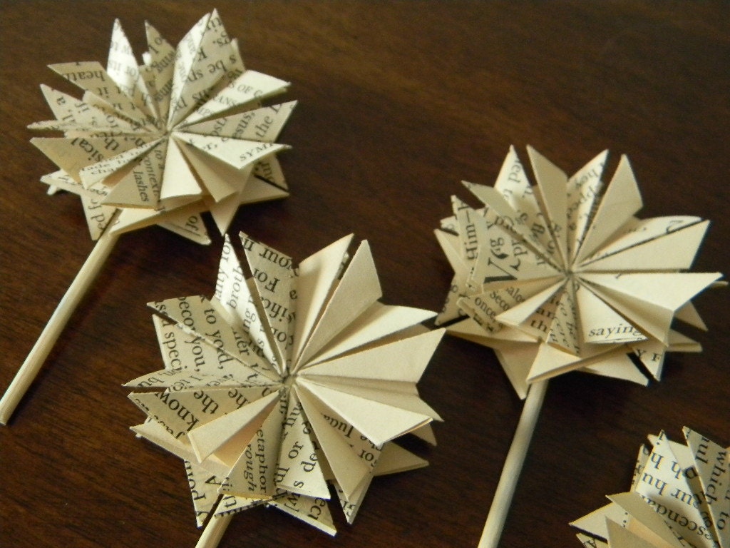 Wedding Cupcake Picks/Topper vintage book pages Set of 50 ///MADE TO ORDER///